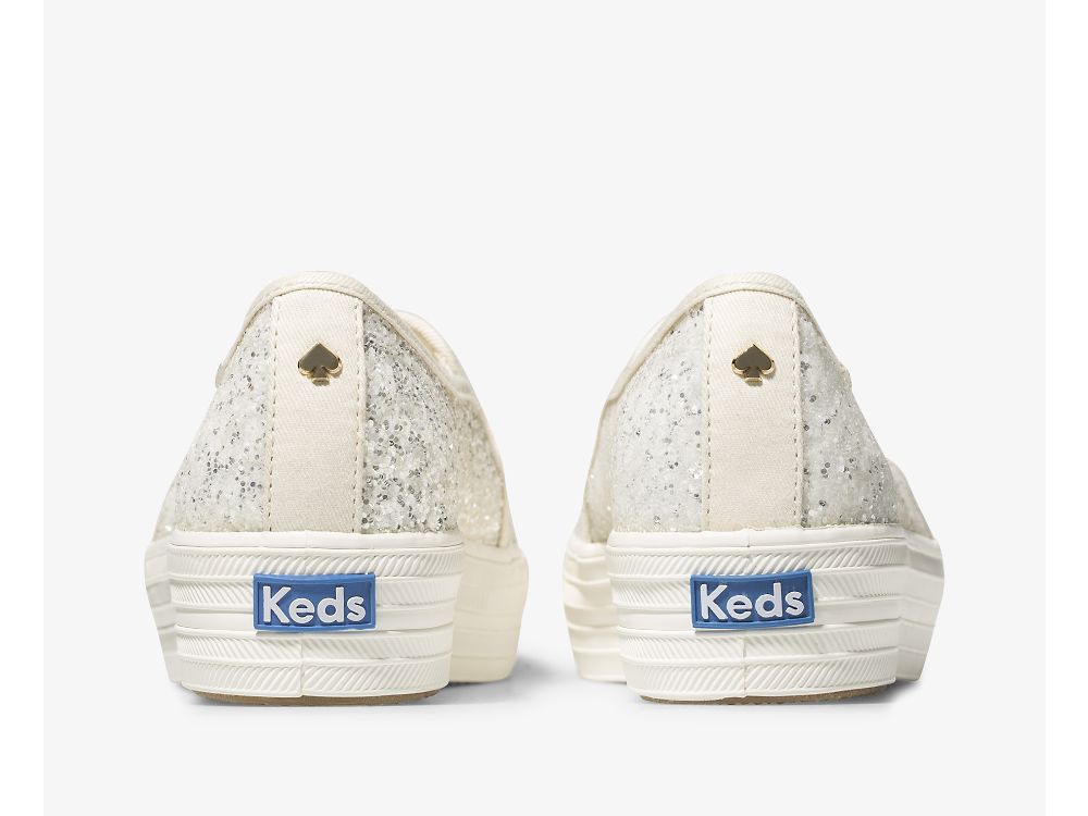 Dámské Platform Sneakers Keds Kate Spade New York Triple Decker Glitter Krém | CZ-75165