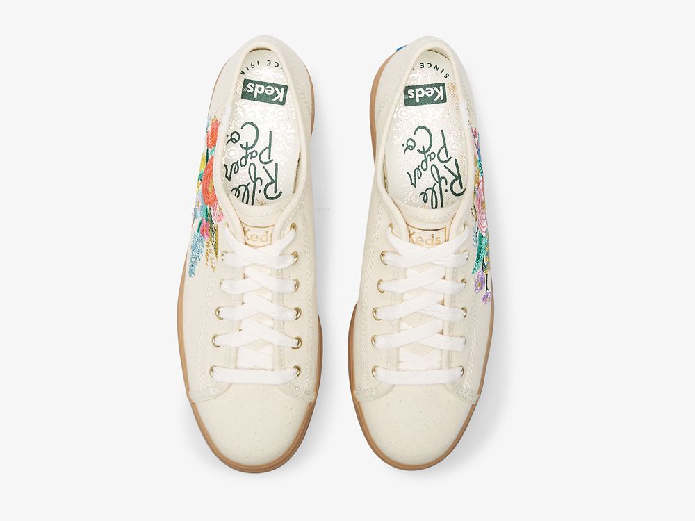 Dámské Platform Sneakers Keds Rifle Paper Co. Triple Kick Embossed Garden Party Bílé Viacfarebný | CZ-24314