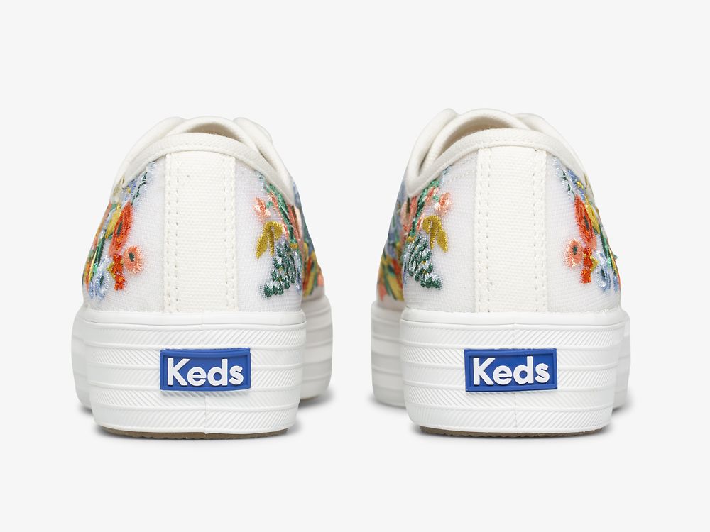 Dámské Platform Sneakers Keds Rifle Paper Co. Triple Kick Citrus Garden Party Bílé | CZ-28516