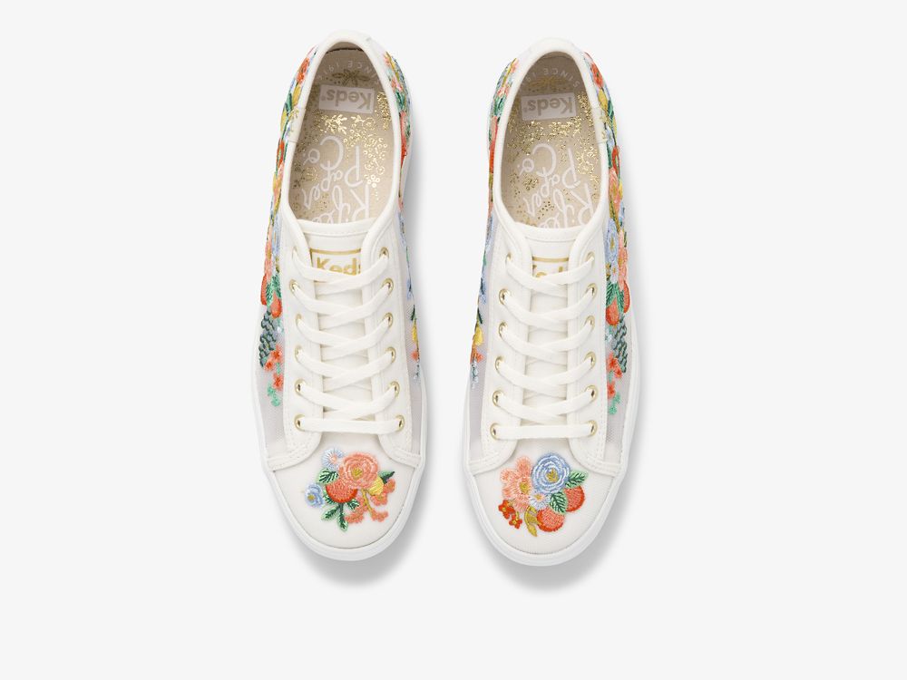 Dámské Platform Sneakers Keds Rifle Paper Co. Triple Kick Citrus Garden Party Bílé | CZ-28516