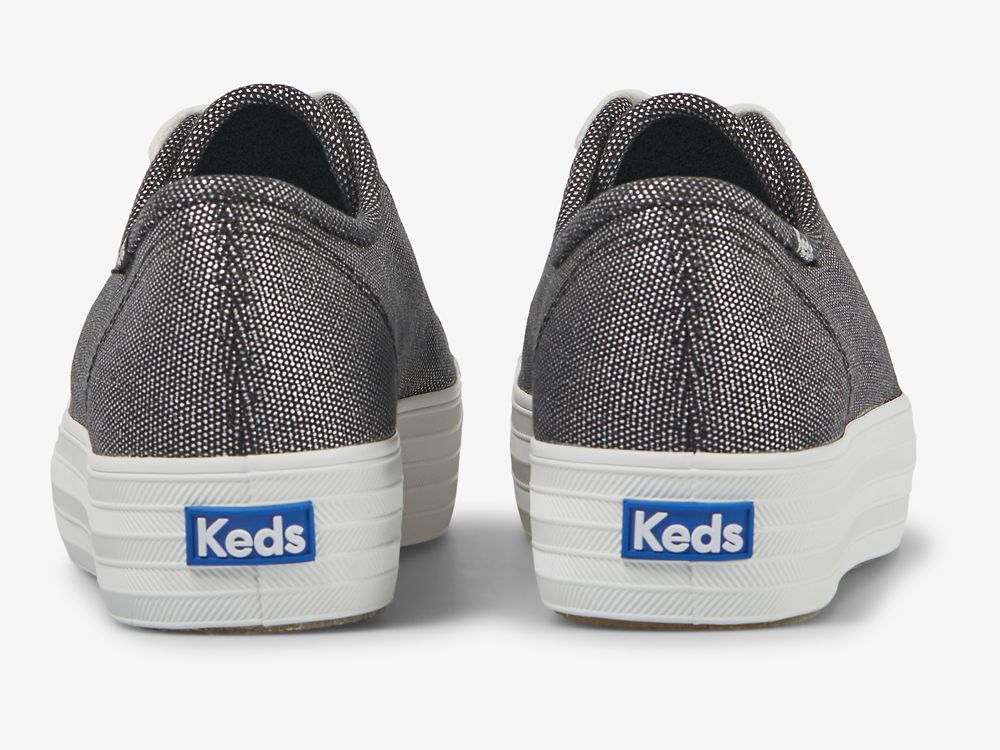 Dámské Platform Sneakers Keds Triple Kick Metallic Tmavě Šedé | CZ-02278