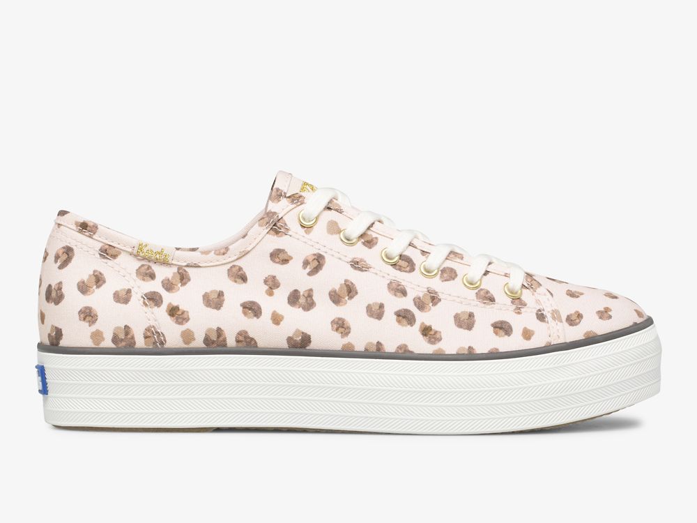 Dámské Platform Sneakers Keds Triple Kick Leopard Platene Růžové Viacfarebný | CZ-38683