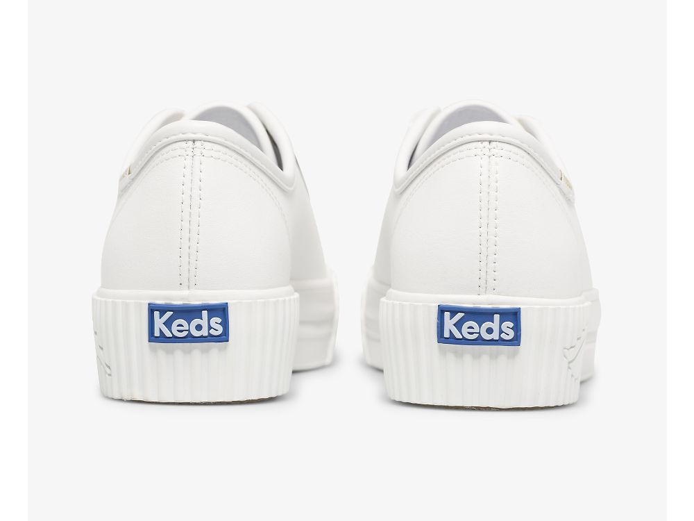 Dámské Platform Sneakers Keds Triple Kick AMP Læder Bílé | CZ-74638