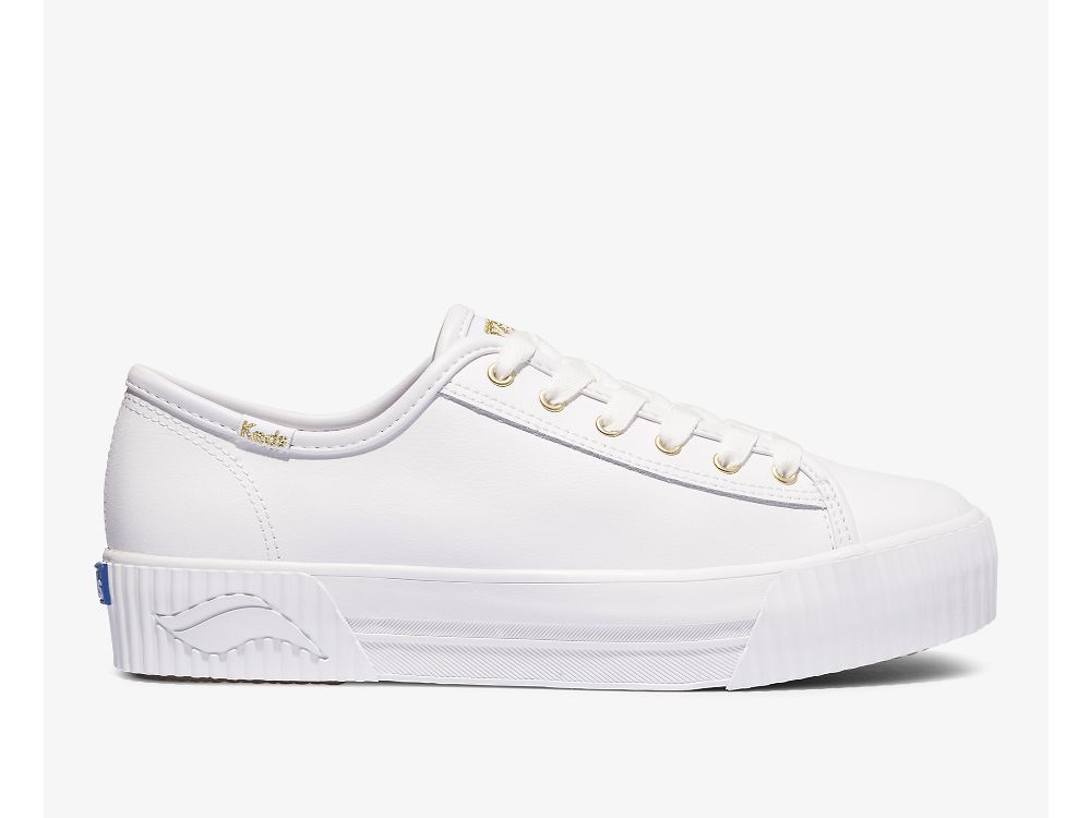 Dámské Platform Sneakers Keds Triple Kick AMP Læder Bílé | CZ-74638