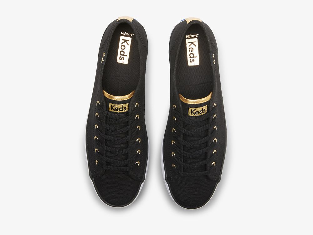 Dámské Platform Sneakers Keds Triple Up Platene Černé Zlaté | CZ-24417