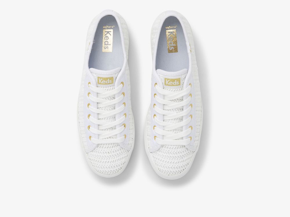 Dámské Platform Sneakers Keds Triple Up Raffia Bílé | CZ-55876