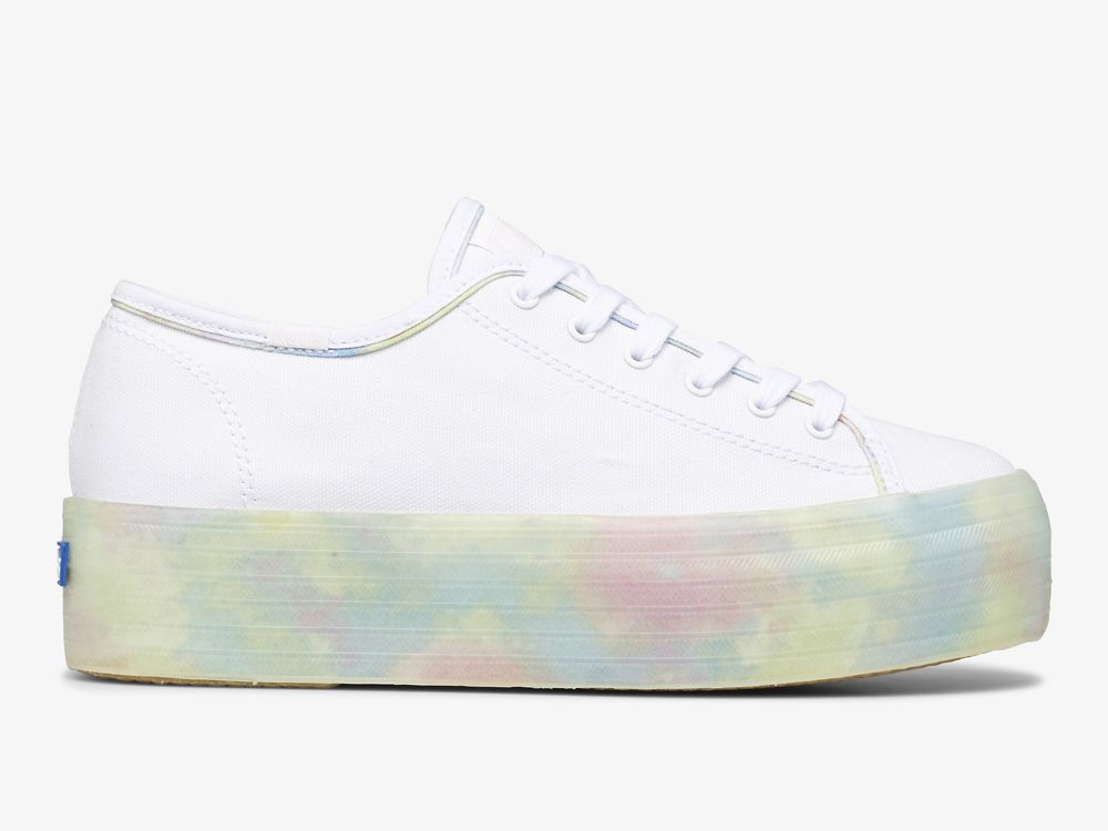 Dámské Platform Sneakers Keds Triple Up Tie Dye Foxing Bílé Viacfarebný | CZ-73207