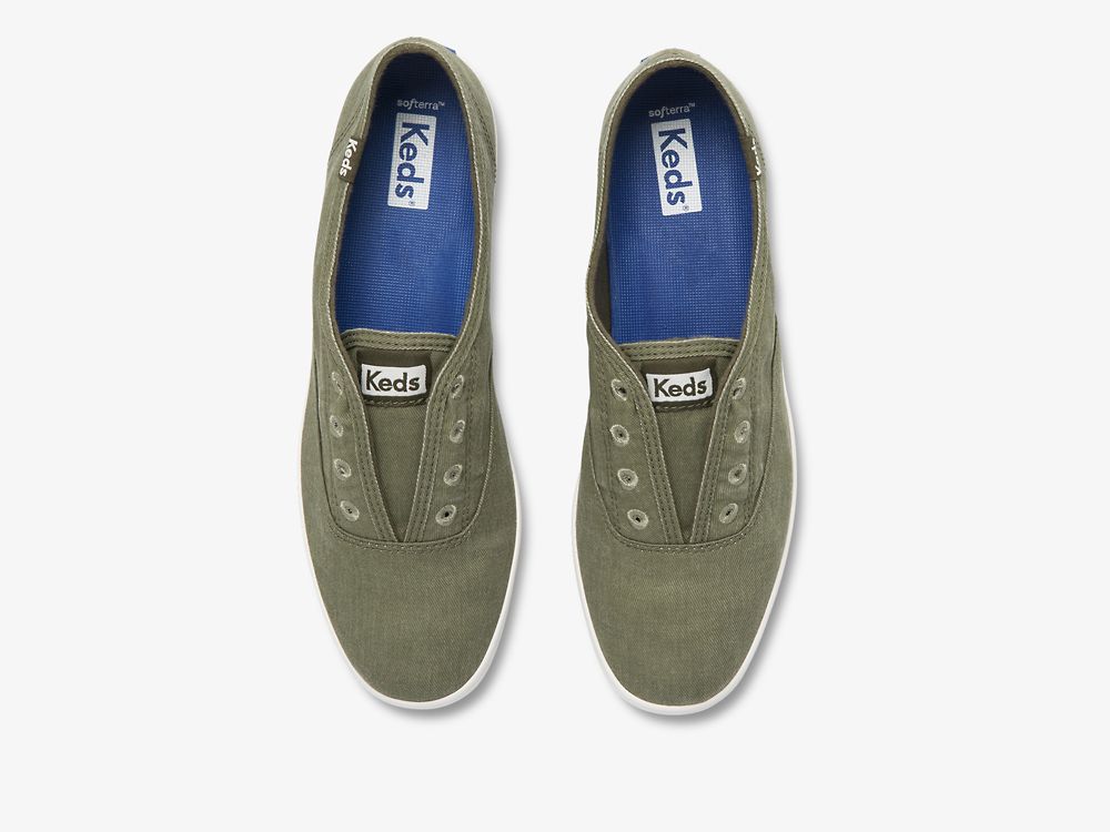 Dámské SlipOnTenisky Keds Chillax Washable Feat. Organic Bavlněné Olivy Zelené | CZ-62610