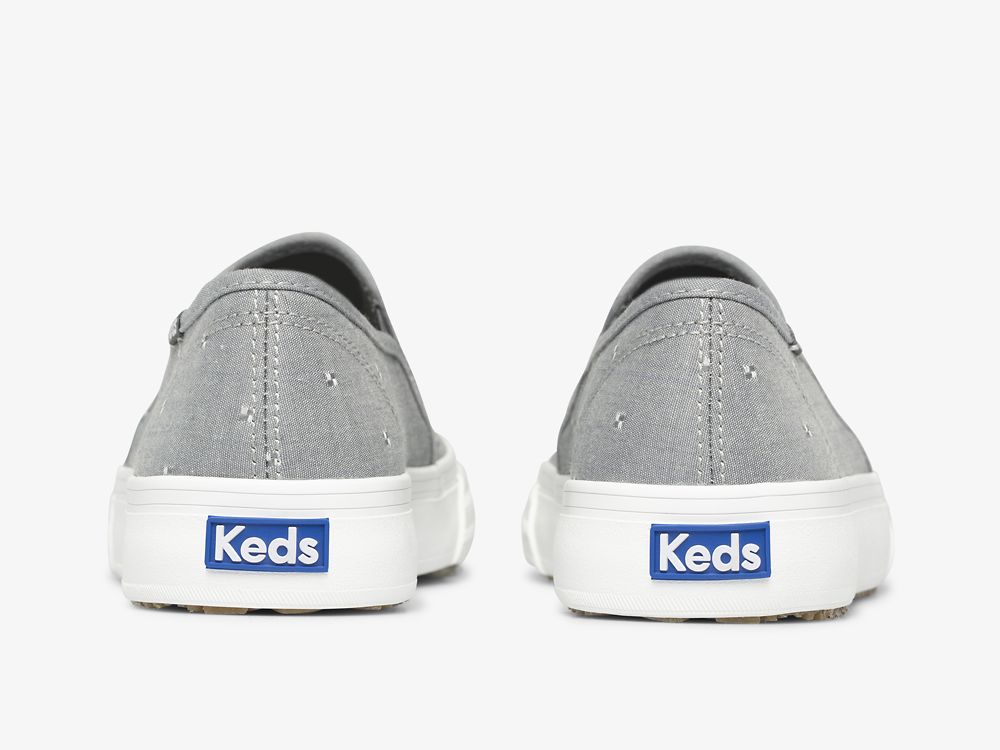 Dámské SlipOnTenisky Keds Double Decker Dobby Jacquard Tmavě Šedé | CZ-11040