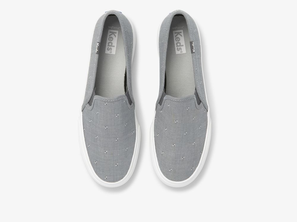 Dámské SlipOnTenisky Keds Double Decker Dobby Jacquard Tmavě Šedé | CZ-11040