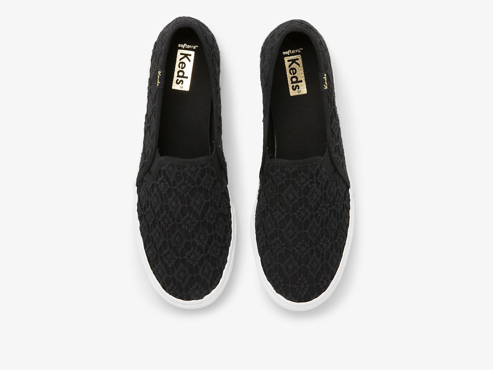 Dámské SlipOnTenisky Keds Double Decker Crochet Černé | CZ-29264