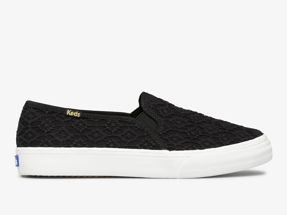 Dámské SlipOnTenisky Keds Double Decker Crochet Černé | CZ-29264