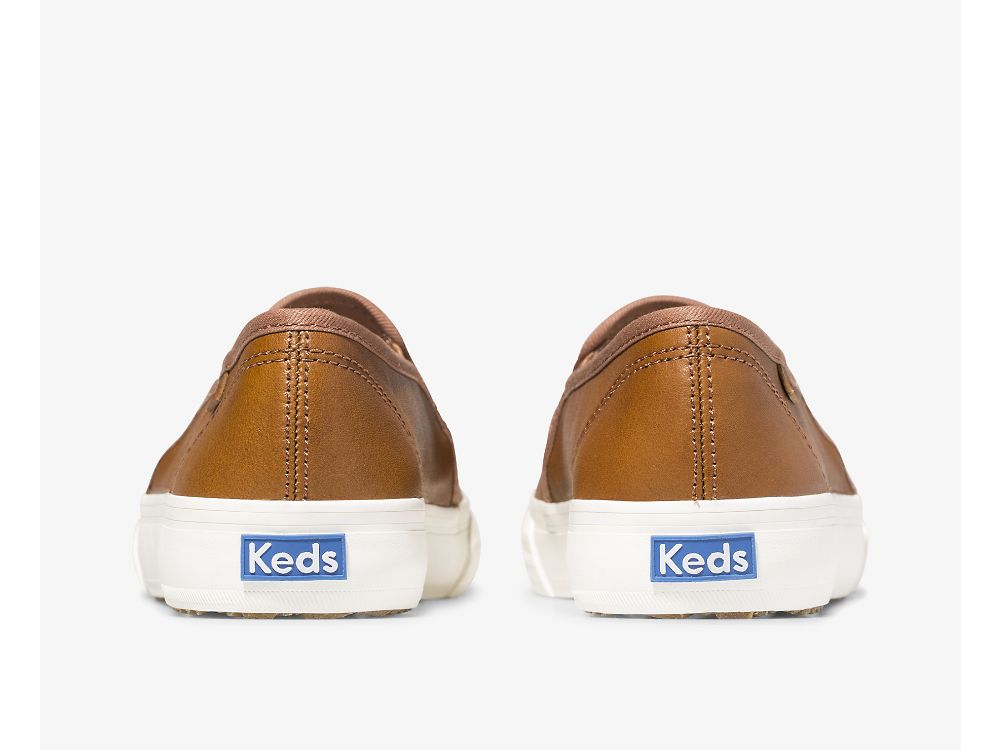 Dámské SlipOnTenisky Keds Double Decker Læder Hnědé | CZ-40351