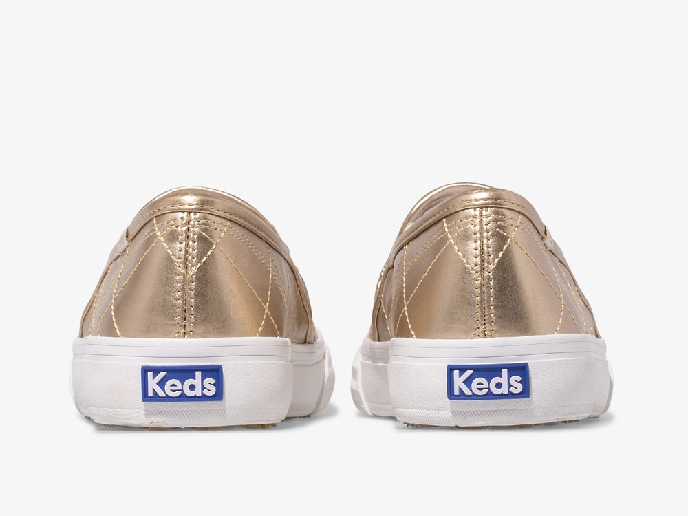 Dámské SlipOnTenisky Keds Double Decker Prošívaný Metallic Zlaté | CZ-57756