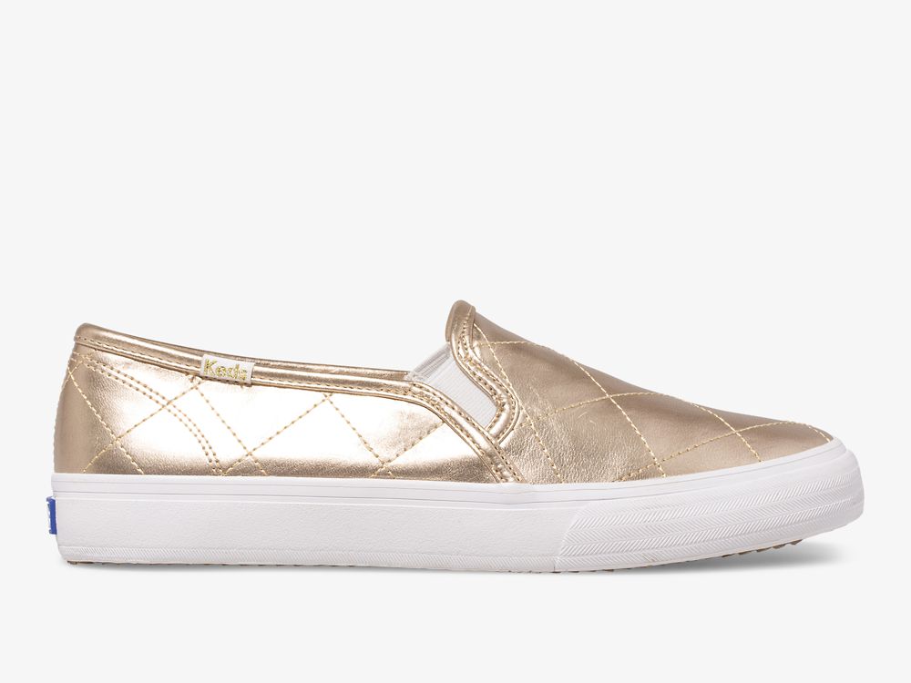 Dámské SlipOnTenisky Keds Double Decker Prošívaný Metallic Zlaté | CZ-57756