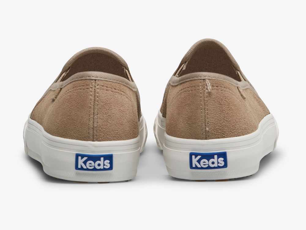 Dámské SlipOnTenisky Keds Double Decker Emboss Semišové Hnědožlutý | CZ-78270