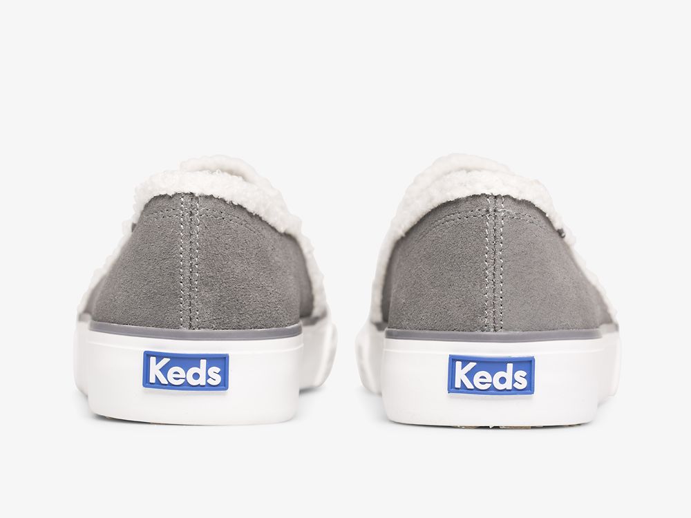 Dámské SlipOnTenisky Keds Double Decker Semišové Faux Shearling Tmavě Šedé | CZ-82704