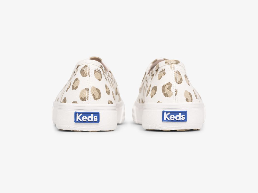 Dámské SlipOnTenisky Keds Double Decker Leopard Bílé | CZ-83244