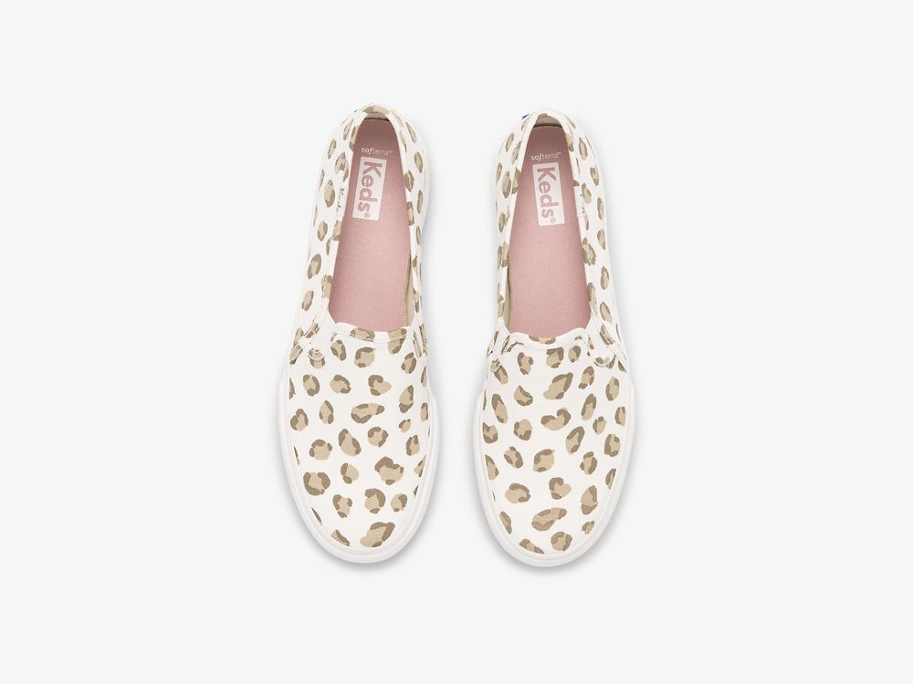 Dámské SlipOnTenisky Keds Double Decker Leopard Bílé | CZ-83244