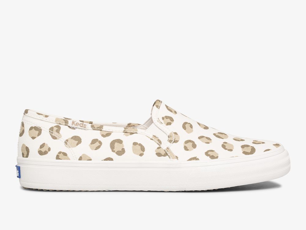 Dámské SlipOnTenisky Keds Double Decker Leopard Bílé | CZ-83244