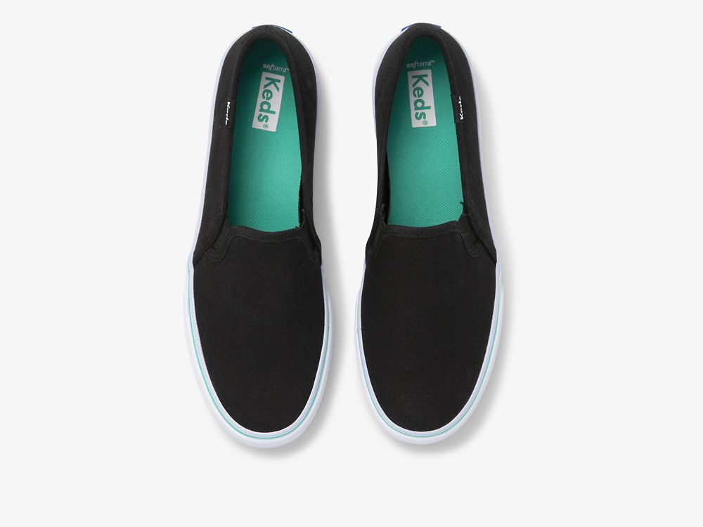 Dámské SlipOnTenisky Keds Double Decker Platene Washable Černé Tyrkysové | CZ-89689