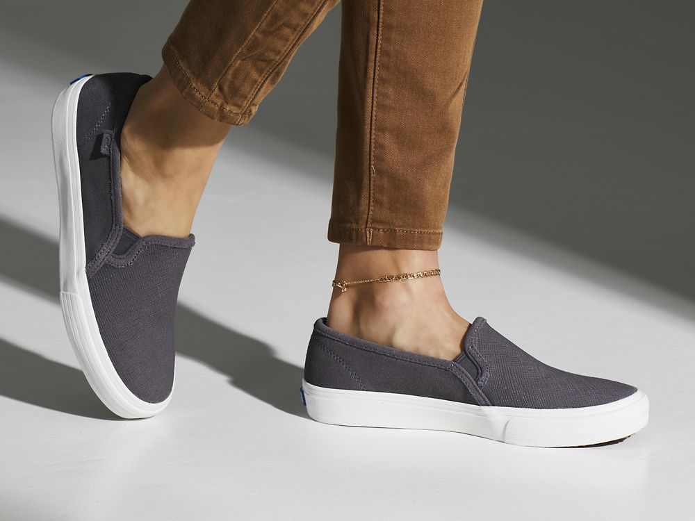 Dámské SlipOnTenisky Keds Double Decker Semišové Tmavě Šedé | CZ-90342