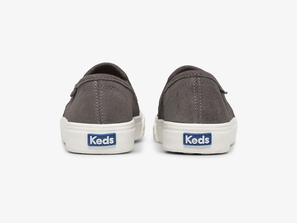 Dámské SlipOnTenisky Keds Double Decker Semišové Tmavě Šedé | CZ-90342