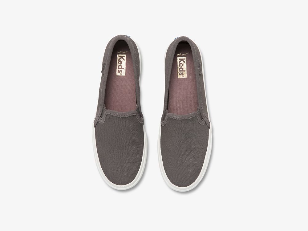 Dámské SlipOnTenisky Keds Double Decker Semišové Tmavě Šedé | CZ-90342