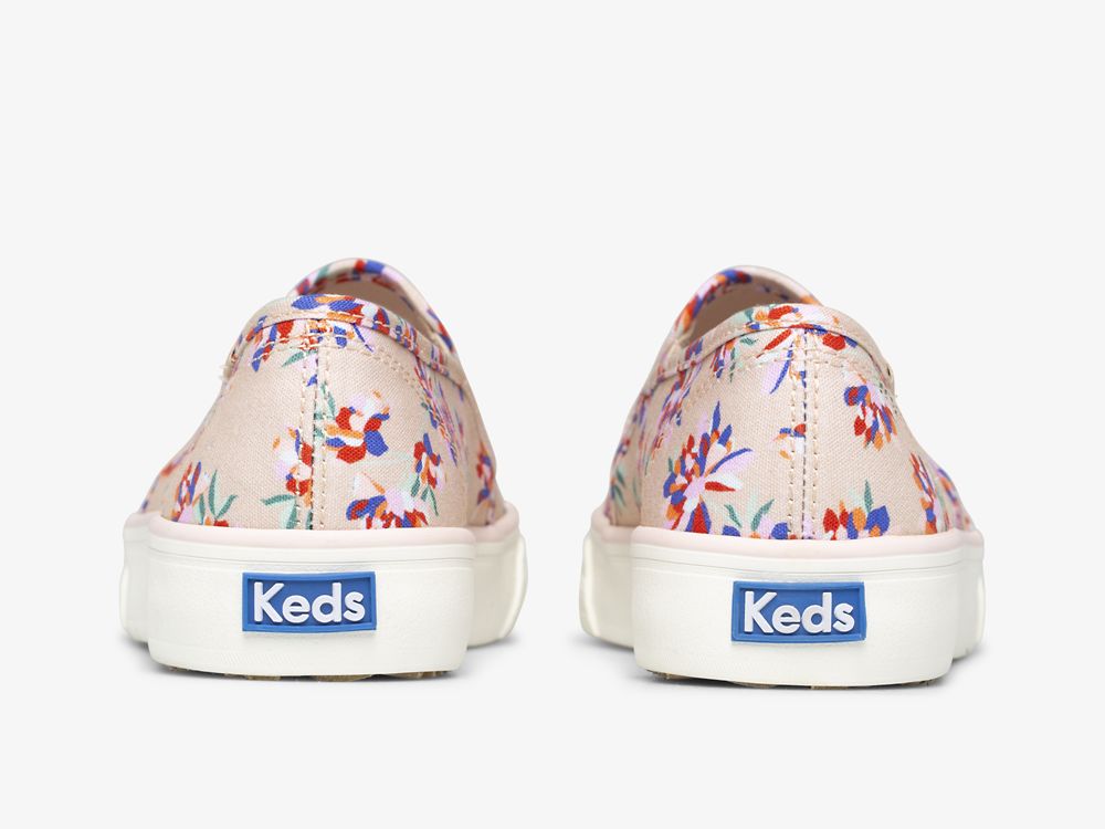 Dámské SlipOnTenisky Keds Double Decker Spring Floral Hnědé | CZ-95935