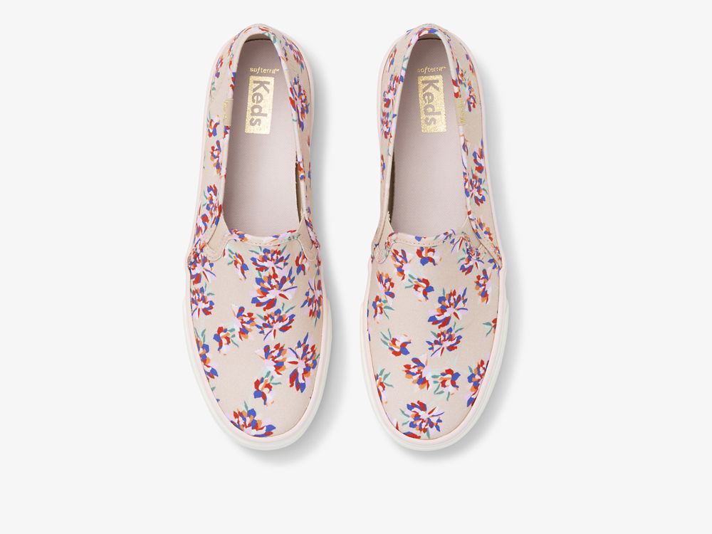 Dámské SlipOnTenisky Keds Double Decker Spring Floral Hnědé | CZ-95935