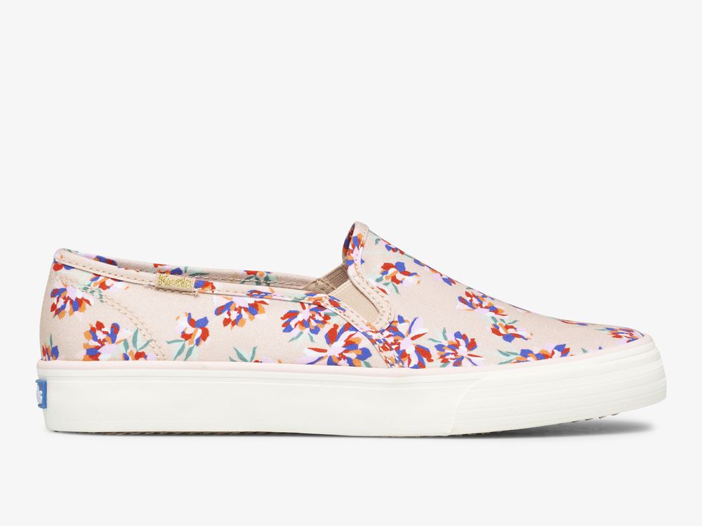 Dámské SlipOnTenisky Keds Double Decker Spring Floral Hnědé | CZ-95935