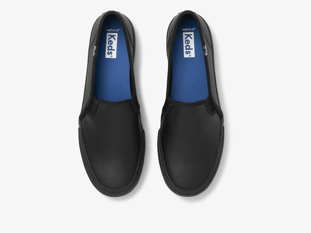 Dámské SlipOnTenisky Keds Double Decker Læder Černé Černé | CZ-96034