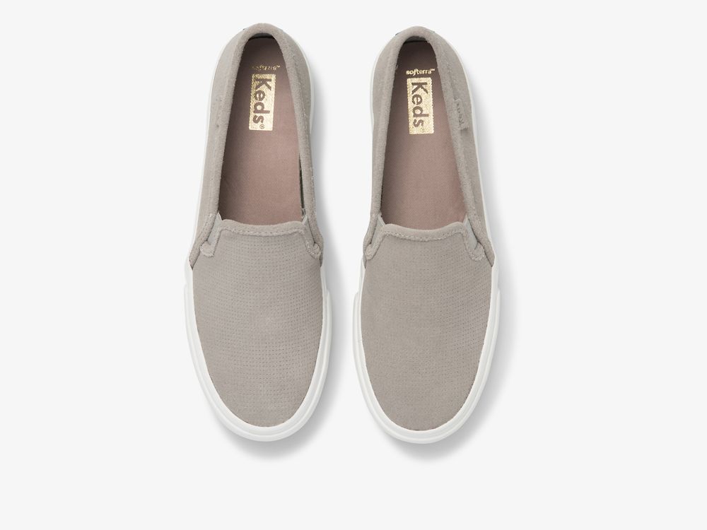 Dámské SlipOnTenisky Keds Double Decker Perf Semišové Šedé | CZ-96756