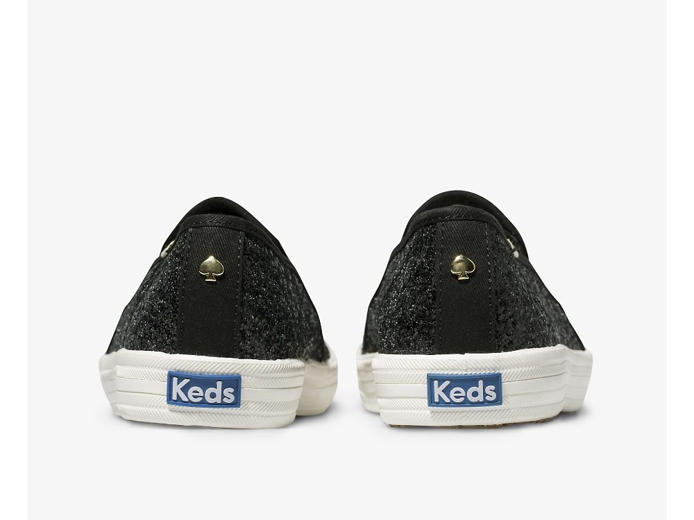 Dámské SlipOnTenisky Keds Kate Spade New York Double Decker Glitter Černé | CZ-38296