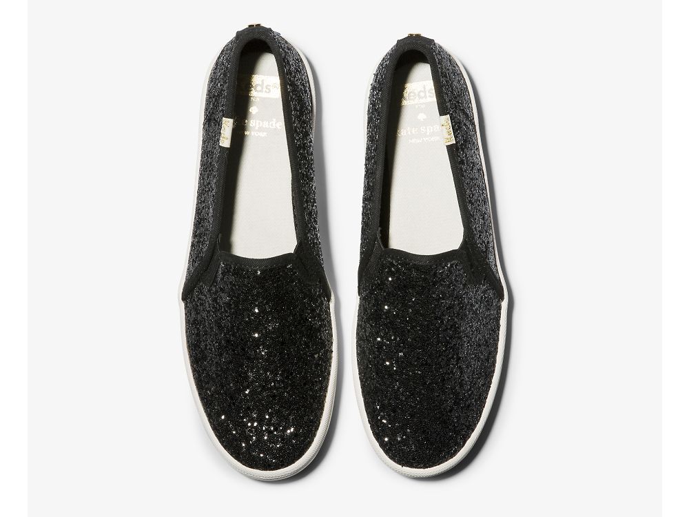 Dámské SlipOnTenisky Keds Kate Spade New York Double Decker Glitter Černé | CZ-38296