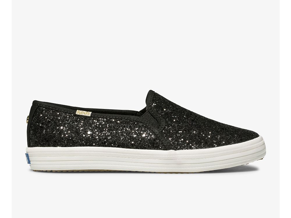 Dámské SlipOnTenisky Keds Kate Spade New York Double Decker Glitter Černé | CZ-38296