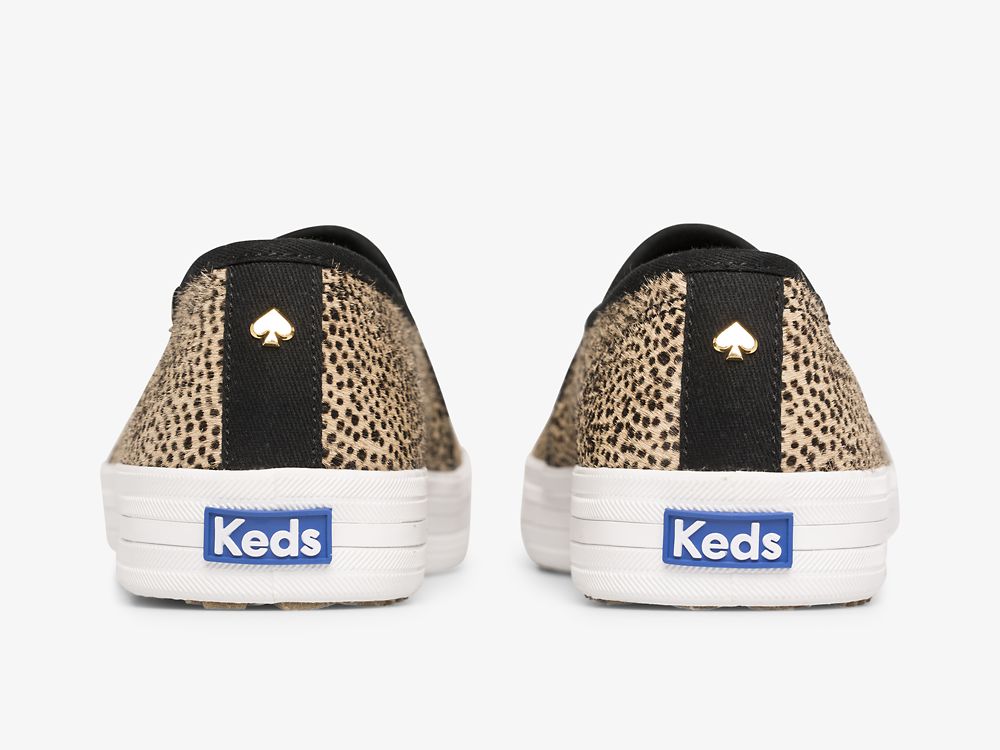 Dámské SlipOnTenisky Keds Kate Spade New York Double Decker Tiny Dot Calf Hair Hnědé Černé | CZ-45442