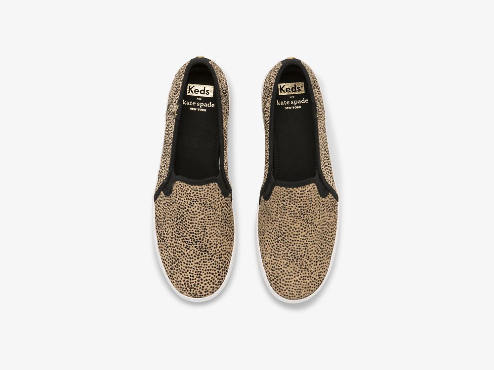 Dámské SlipOnTenisky Keds Kate Spade New York Double Decker Tiny Dot Calf Hair Hnědé Černé | CZ-45442