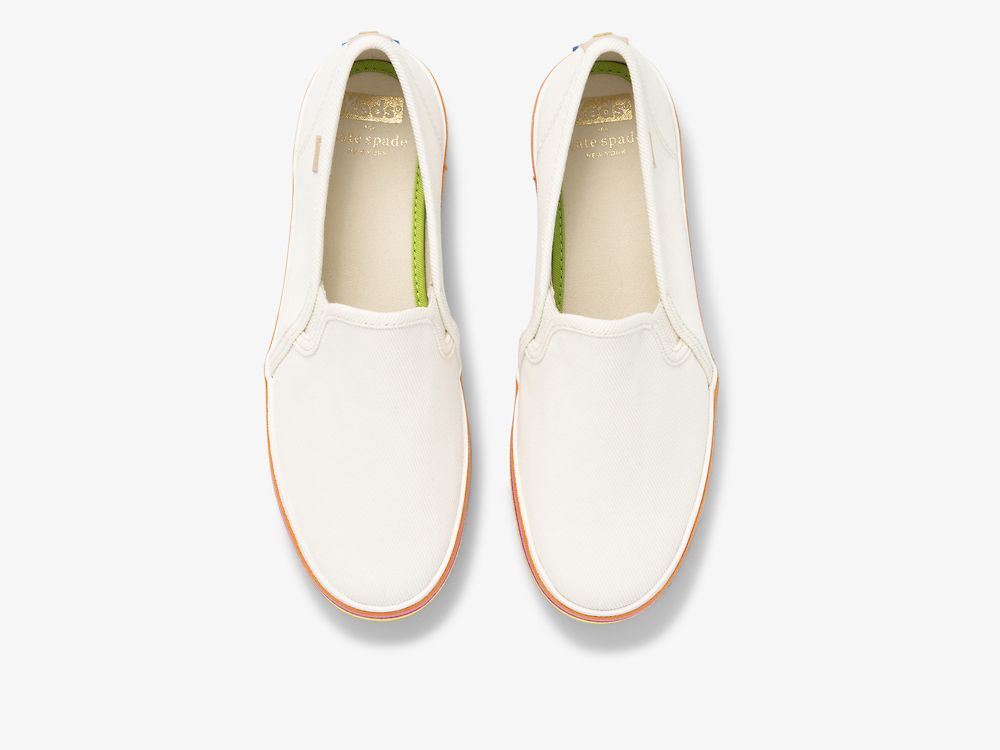 Dámské SlipOnTenisky Keds Kate Spade New York Double Decker Twill Bílé | CZ-94556