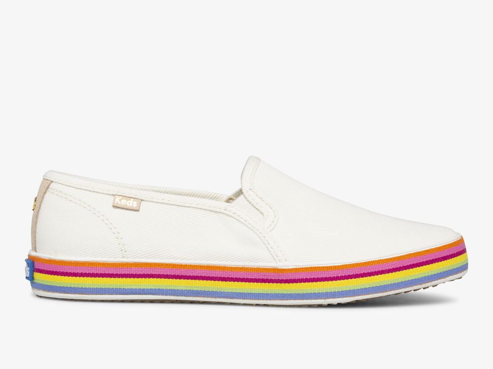 Dámské SlipOnTenisky Keds Kate Spade New York Double Decker Twill Bílé | CZ-94556