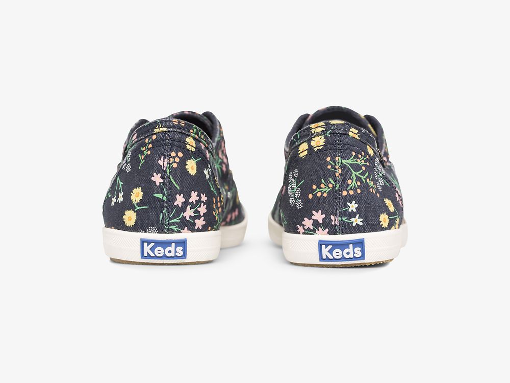 Dámské SlipOnTenisky Keds Rifle Paper Co. Chillax Petite Fleurs Printed Tmavě Blankyt Viacfarebný | CZ-56281