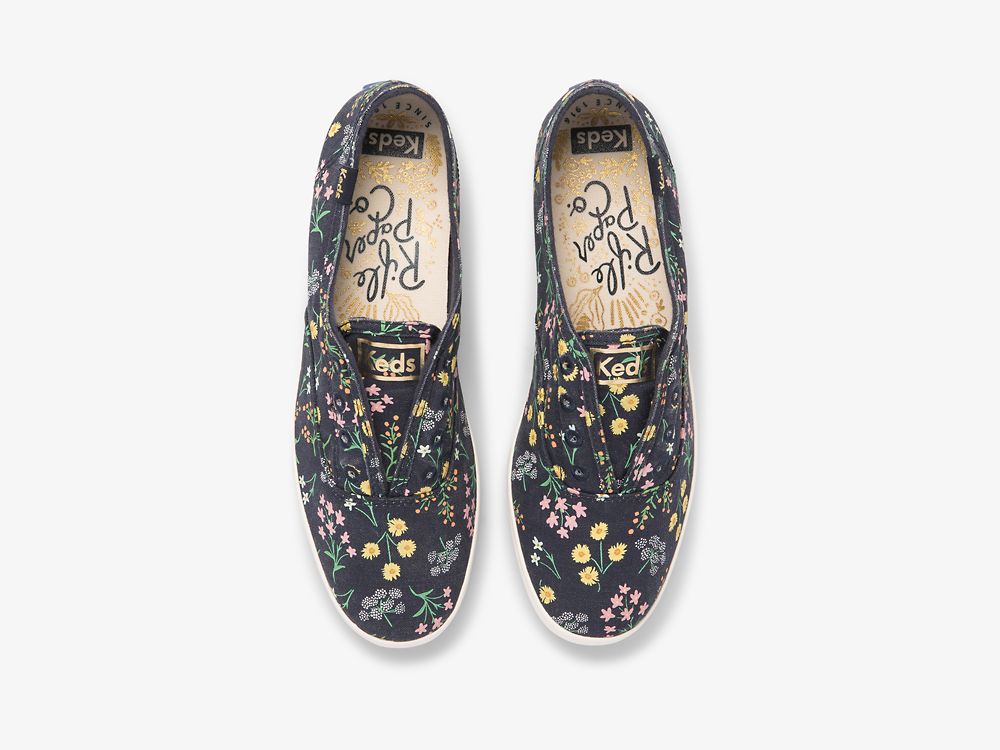 Dámské SlipOnTenisky Keds Rifle Paper Co. Chillax Petite Fleurs Printed Tmavě Blankyt Viacfarebný | CZ-56281