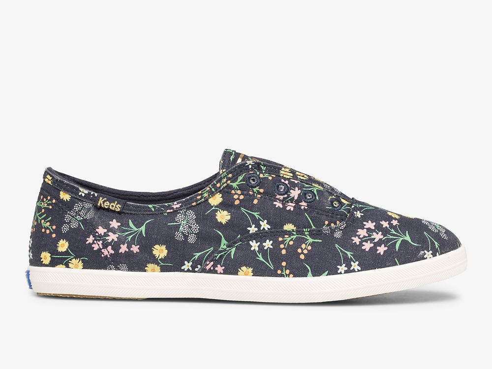 Dámské SlipOnTenisky Keds Rifle Paper Co. Chillax Petite Fleurs Printed Tmavě Blankyt Viacfarebný | CZ-56281