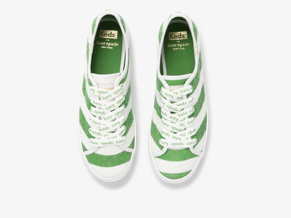 Dámské Tenisové Boty Keds Kate Spade New York Kickstart Logo Foxing Bílé Zelene | CZ-82079