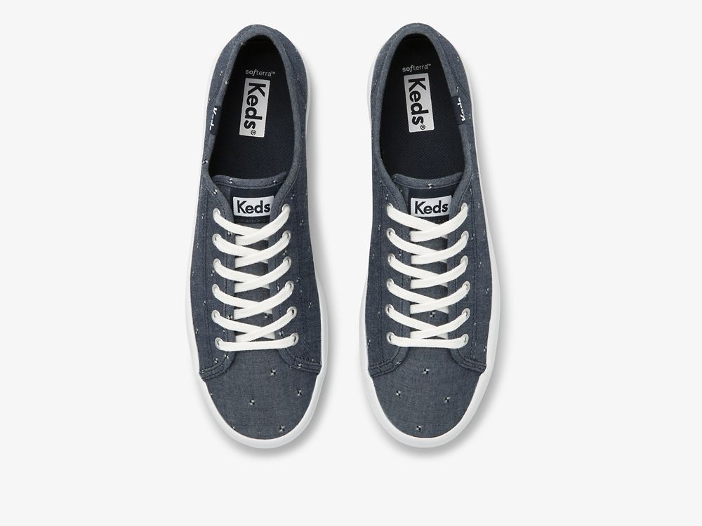 Dámské Tenisové Boty Keds Kickstart Dobby Jacquard Tmavě Blankyt | CZ-48145