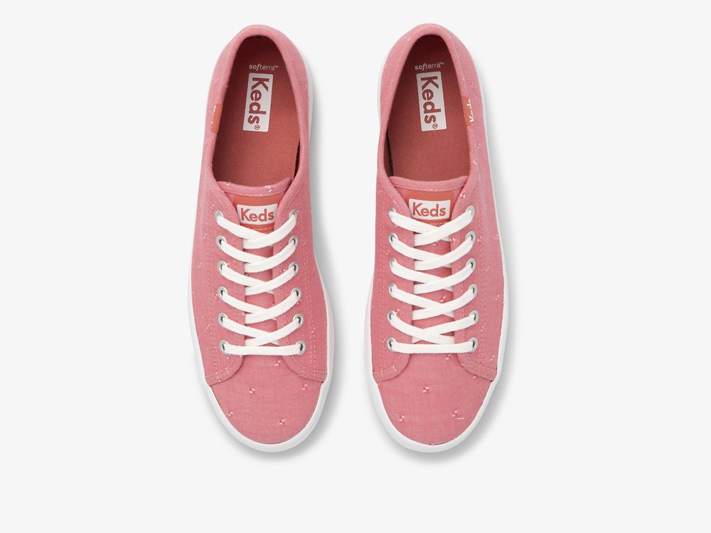 Dámské Tenisové Boty Keds Kickstart Dobby Jacquard Červené | CZ-84054