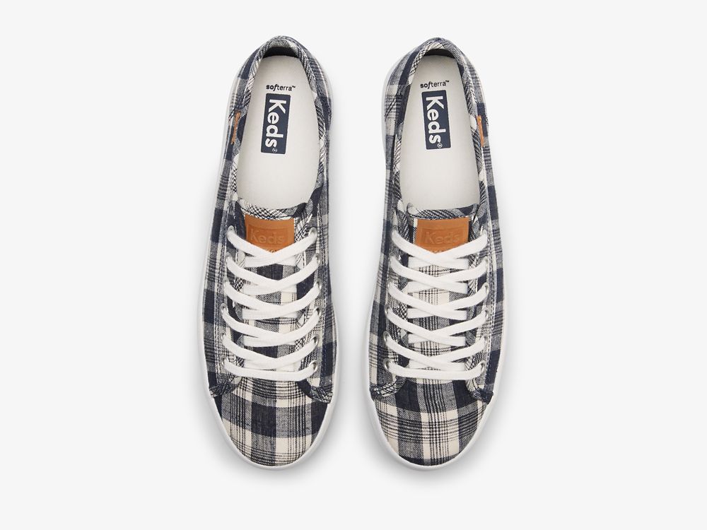 Dámské Tenisové Boty Keds Kickstart Linen Plaid Blankyt Viacfarebný | CZ-73097