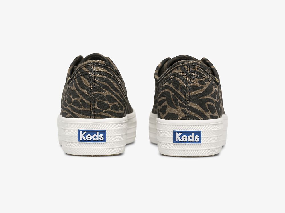 Dámské Tenisové Boty Keds Triple Kick Feat. Organic Bavlněné Print Zlaté Černé Maskáčové | CZ-97420