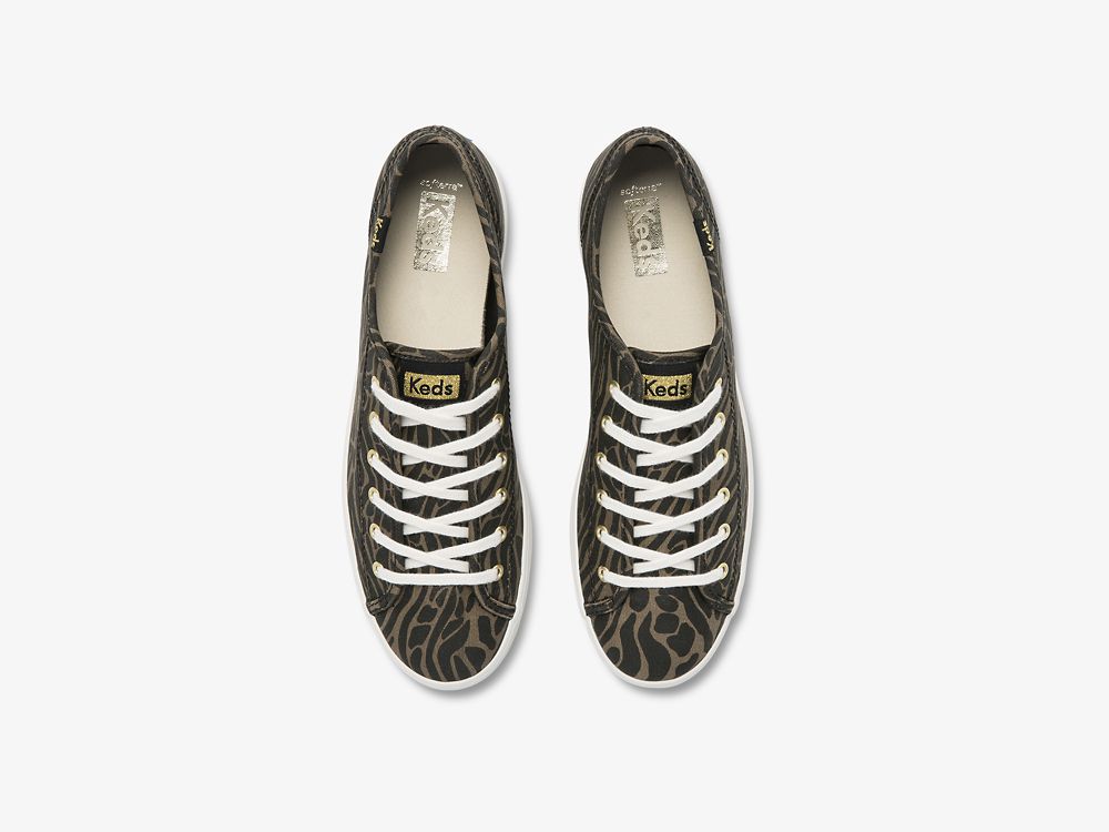 Dámské Tenisové Boty Keds Triple Kick Feat. Organic Bavlněné Print Zlaté Černé Maskáčové | CZ-97420