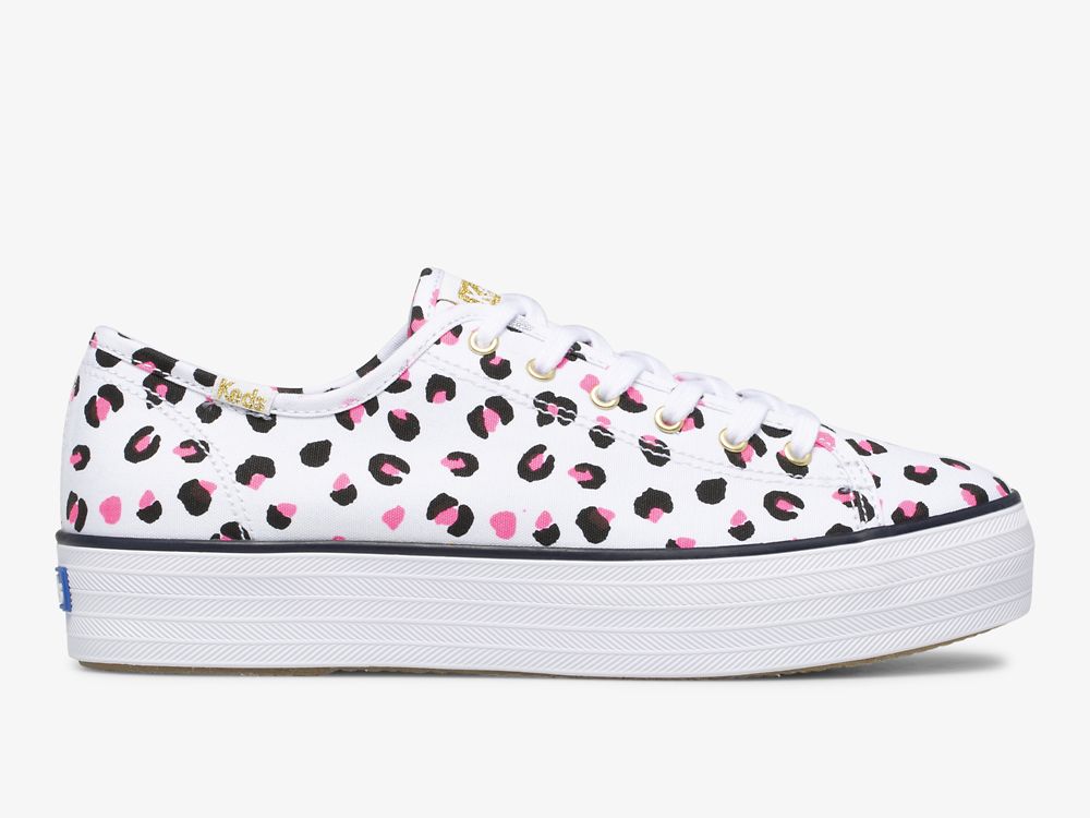 Dámské Tenisové Boty Keds Triple Kick Leopard Platene Bílé Viacfarebný | CZ-25295